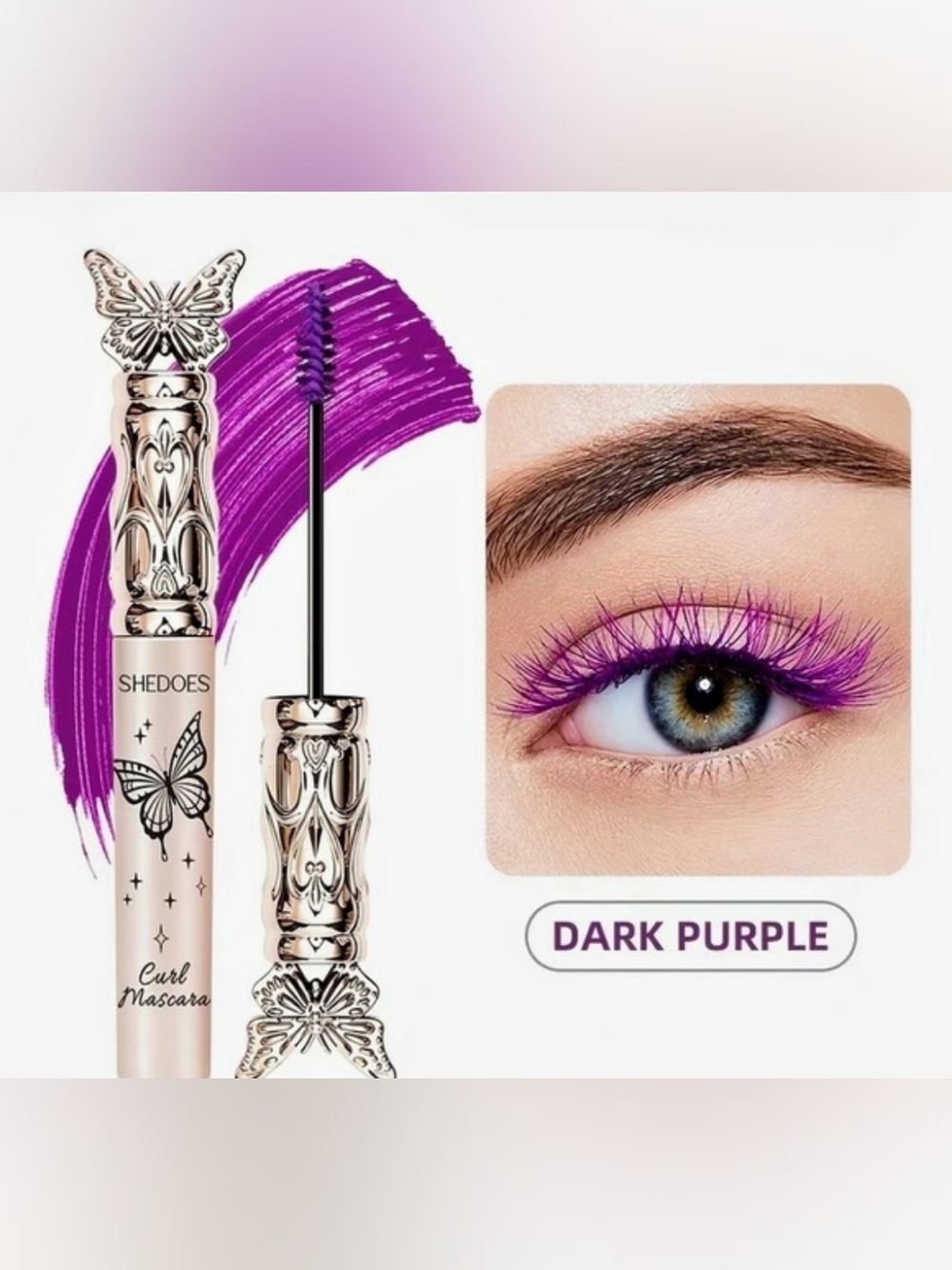SHEDOES Butterfly Curl Mascara Dark Purple.